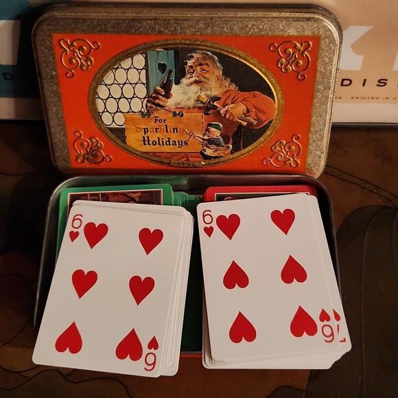 Coca-Cola 1998 Playing Cards Holiday Tin Vintage - Picture 2 of 5
